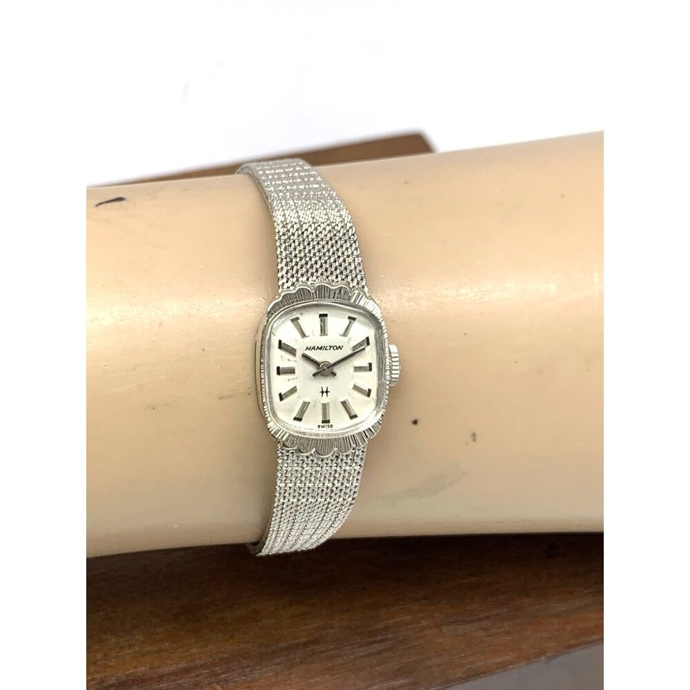 Hamilton Women's Watch 14k White Gold Case Vintage Swiss Hand Wind Petite 15mm - Picture 13 of 16